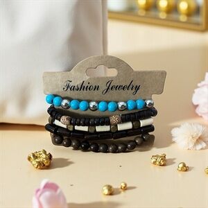 Fashion Jewelry Turquoise and Silver Bracelet Set